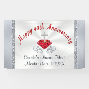 Personalised Ruby Happy 40th Anniversary Banner