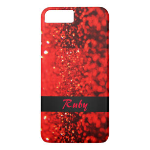 Personalised Ruby Red Glitter iPhone 7 Plus Case