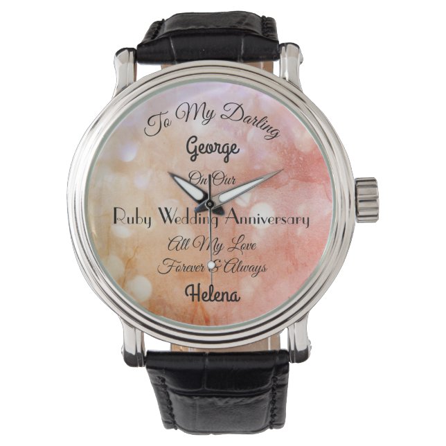 Personalised Ruby Wedding Anniversary Watch (Front)