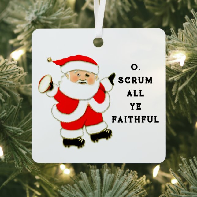 personalised rugby Christmas Metal Tree Decoration (Insitu)