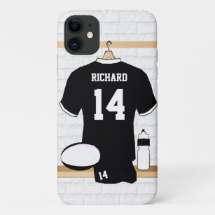 Personalised Rugby Jersey Black and White Case-Mate iPhone Case