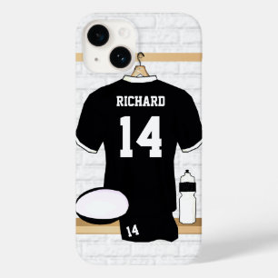 Personalised Rugby Jersey Black and White Case-Mate iPhone 14 Case