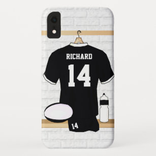 Personalised Rugby Jersey Black and White Case-Mate iPhone Case