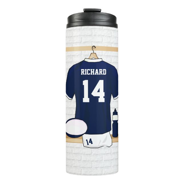 Personalised Rugby Jersey in locker room Thermal Tumbler (Front)