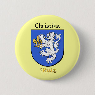 Personalised Ruiz Historical Shield 6 Cm Round Badge