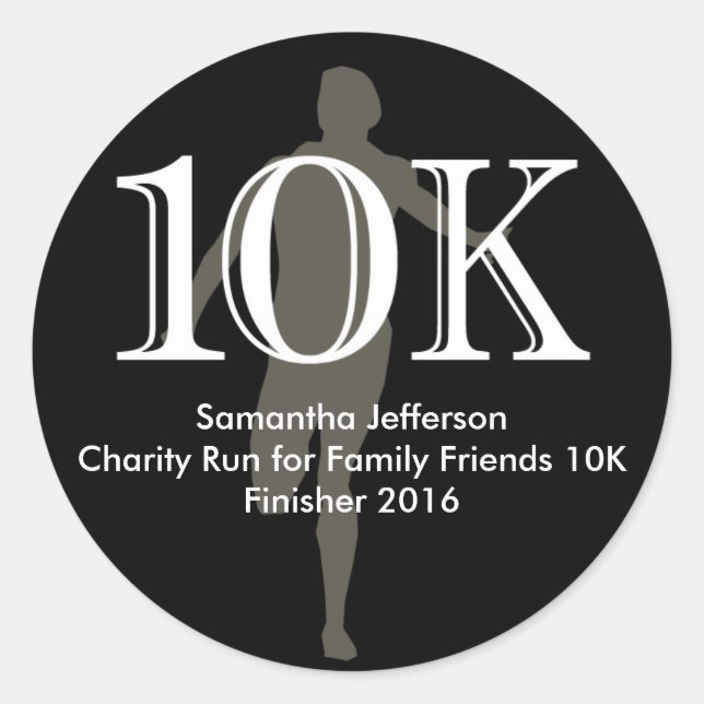 Personalised Runner 10k Cross-Country Keepsake Classic Round Sticker (Front)