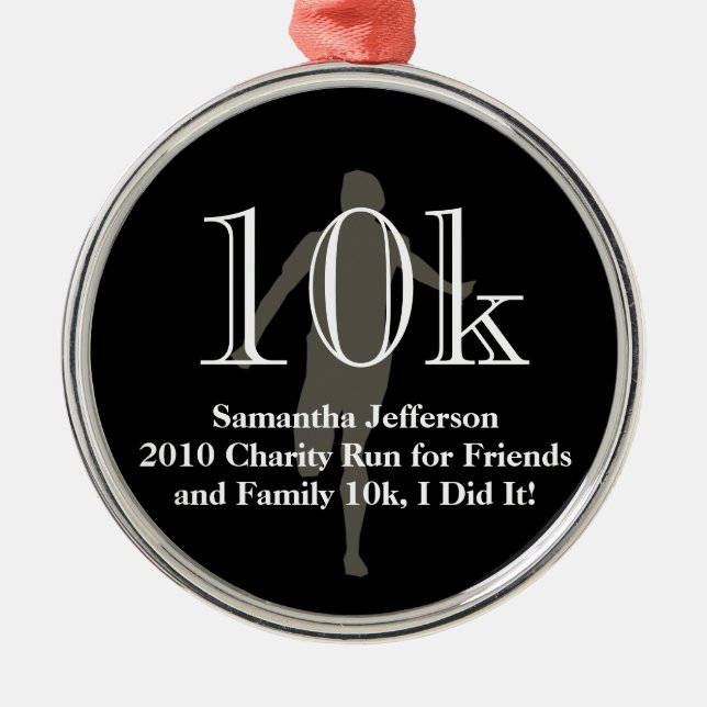 Personalised Runner 10k Cross-Country Keepsake Metal Tree Decoration (Front)