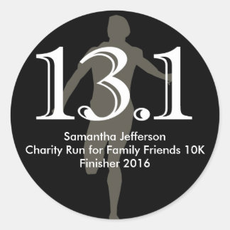Personalised Runner 13.1 Half Marathon Keepsake Classic Round Sticker