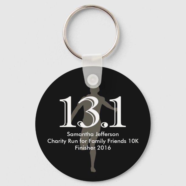 Personalised Runner 13.1 Half Marathon Keepsake Key Ring (Front)
