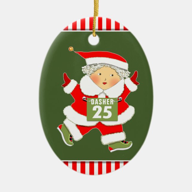 personalised runner collectable ceramic tree decoration (Front)