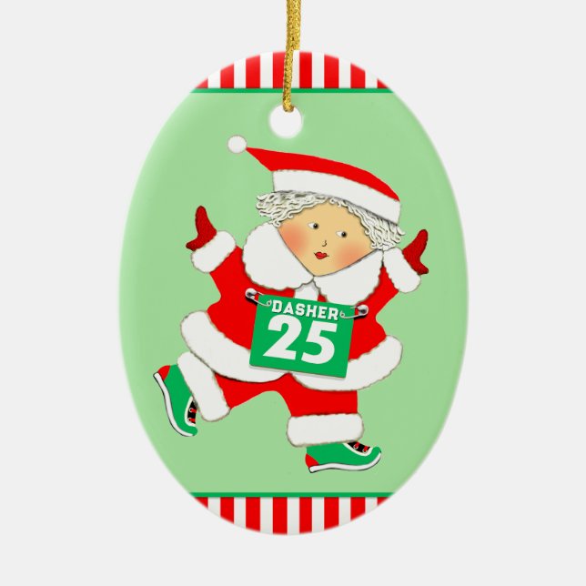 Personalised Runner Collectable Ceramic Tree Decoration (Front)