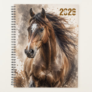 Personalised Running Dark Bay Horse Daily Planner