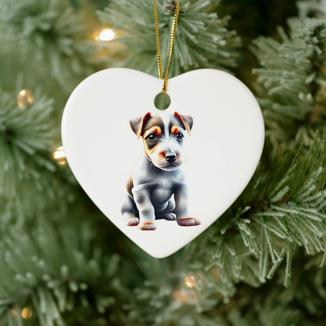 Personalised Russell Terrier Puppy Ceramic Tree Decoration (Tree)