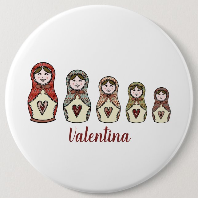 Personalised Russian Doll Matryoshka Button Badge (Front)