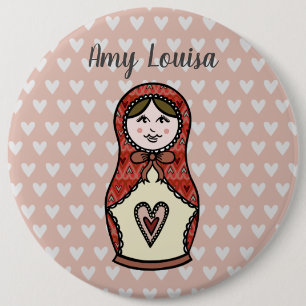 Personalised Russian Doll Matryoshka Button Badge