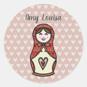 Personalised Russian Doll Matryoshka Classic Round Sticker