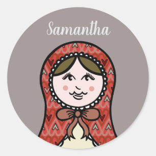Personalised Russian Doll Matryoshka Classic Round Sticker