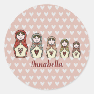 Personalised Russian Doll Matryoshka Classic Round Sticker