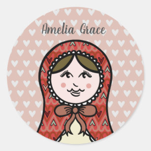 Personalised Russian Doll Matryoshka Classic Round Sticker