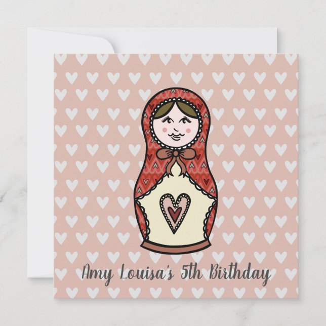 Personalised Russian Doll Matryoshka Invitation (Front)