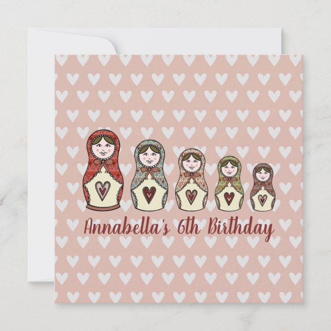 Personalised Russian Doll Matryoshka Invitation (Front)