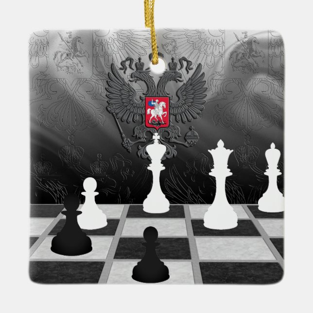 Personalised Russian Flag Chess Board and Pieces Ceramic Ornament (Front)