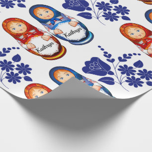 Personalised Russian Matryoshka Dolls Wrapping Paper