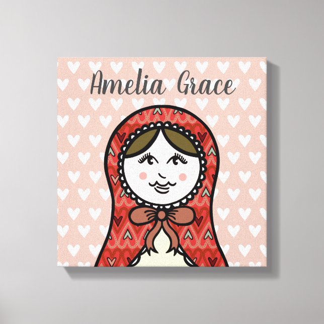 Personalised Russian Nesting Doll Matryoshk Canvas (Front)