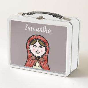 Personalised Russian Nesting Doll Matryoshka Metal Lunch Box