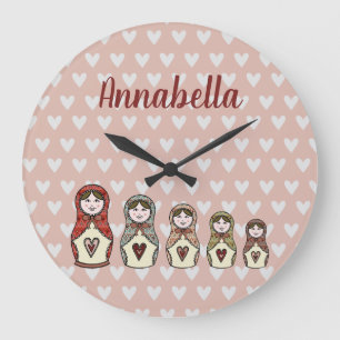 Personalised Russian Nesting Matryoshka Doll Large Clock