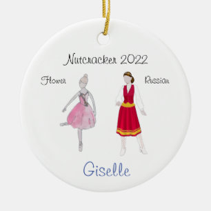 Personalised Russian Trepak/Flower Keepsake  Ceram Ceramic Tree Decoration