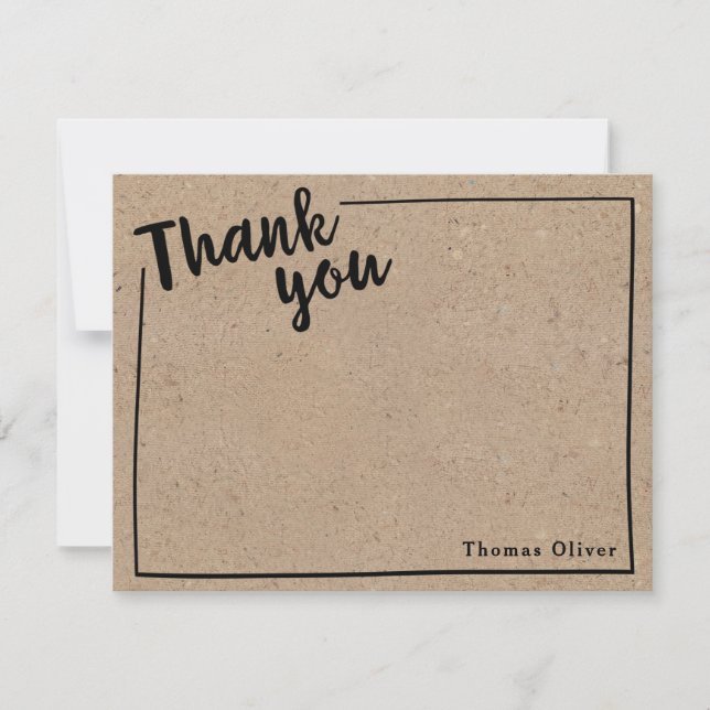 Personalised Rustci Thank You Note, Black Script Card (Front)