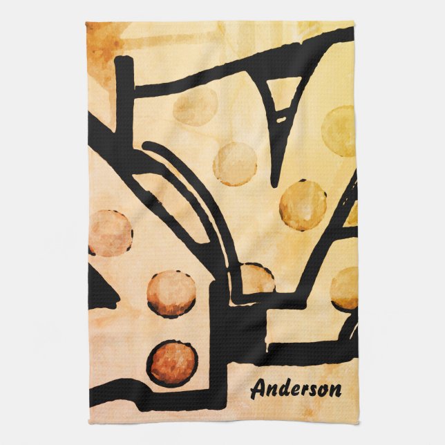 Personalised Rustic Abstract Tea Towel (Vertical)