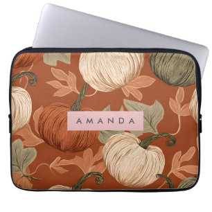 Personalised Rustic Autumn Pumpkin Harvest  Laptop Sleeve