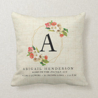 Personalised Rustic Baby Birth Stats Pillow