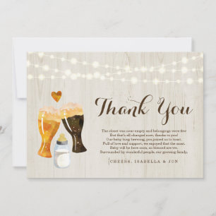 Personalised Rustic Baby Brewing Baby Shower Thank You Card