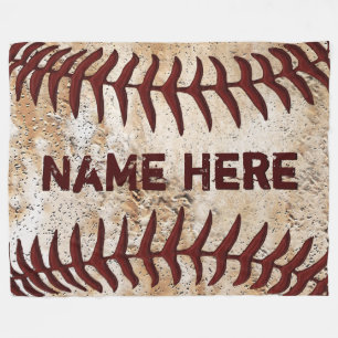 Personalised Rustic Baseball Blanket, YOUR TEXT Fleece Blanket