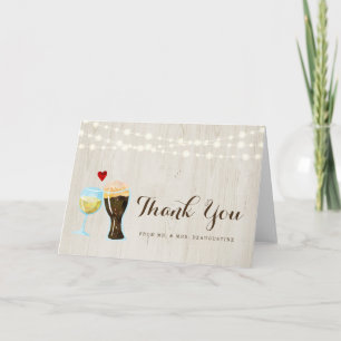 Personalised Rustic Beer & Wine Wedding Thank You Card