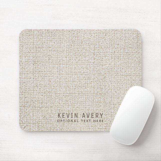 Personalised rustic Beige  Linen Texture Mouse Mat (With Mouse)