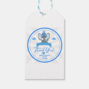 Personalised Rustic Blue Elephant  boy Baby Shower Gift Tags