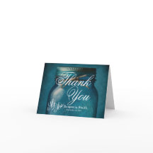 Personalised Rustic Blue Glass Mason Jar Wedding