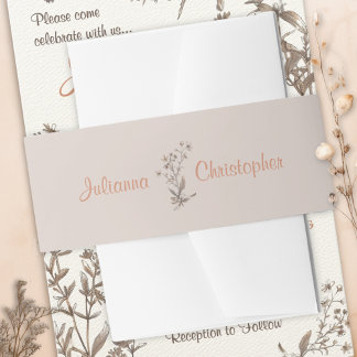 Personalised Rustic Boho Wildflowers Wedding Invitation Belly Band