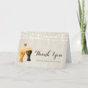 Personalised Rustic Brewery Beer Wedding Thank You Card
