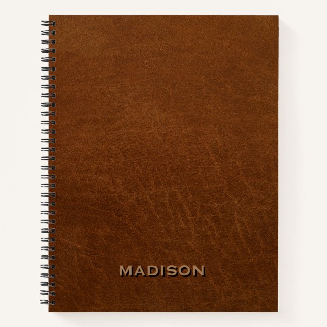 Personalised Rustic Brown Leather Notebook (Front)