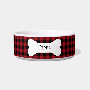 Personalised Rustic Buffalo Plaid Bone Bowl