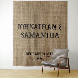 Personalised Rustic Burlap Wedding Tapestry
