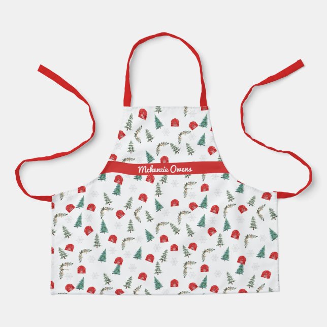 Personalised Rustic Christmas Barn Apron (Front)