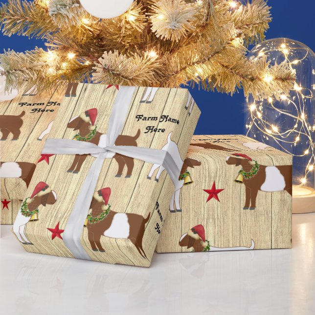Personalised Rustic Christmas Boer Goat Herd Wrapping Paper (Holidays)