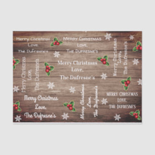 Personalised Rustic Christmas Wooden Fence Tissue Paper