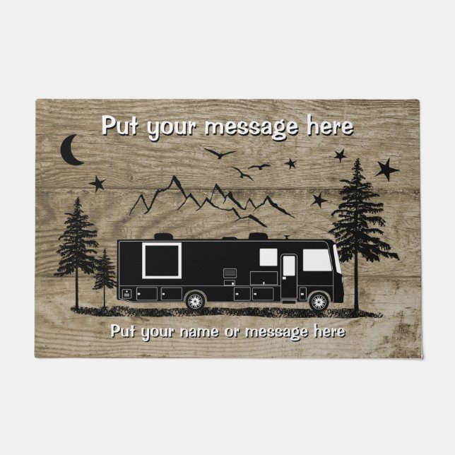 Personalised Rustic Class A RV Wood Design Doormat (Front)